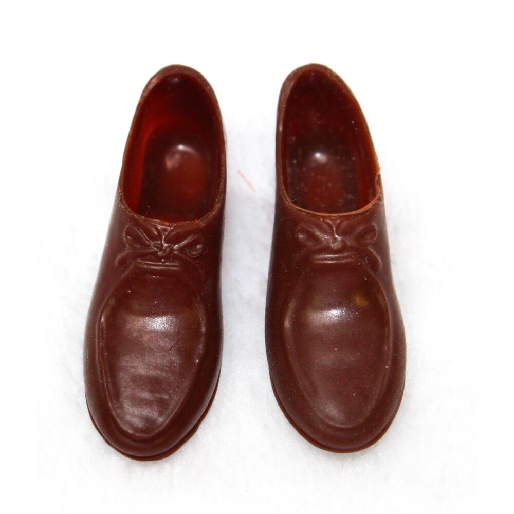 Vintage 1960s Mattel Ken Doll Brown Oxford Dress Shoe Soft Vinyl Japan Marked